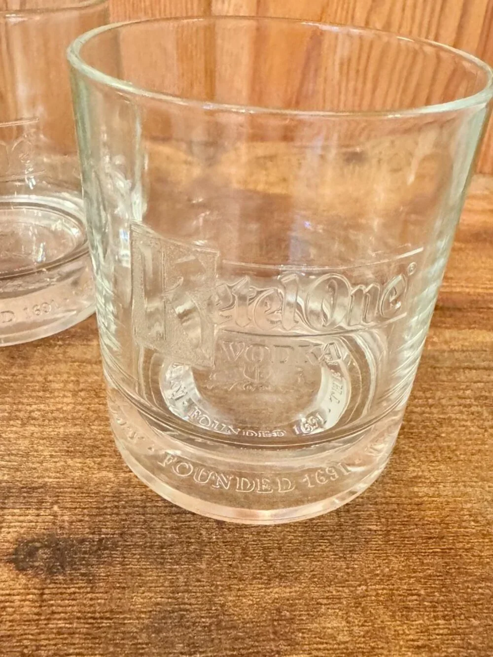 Ketel One Vodka Etched Rocks Glass 10oz Barware Embossed Bottom